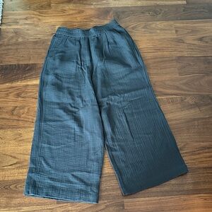 Wide Leg 100% Cotton Pull-On Pants - grey